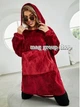 Плед толстовка двухсторонняя халат с капюшоном и рукавами Hoodie Grant Onesize Бордовый - изображение 2
