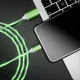 Micro USB кабель со струящейся подсветкой 2А, 1м - высокое качество - зеленый - изображение 2