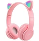 Беспроводные наушники с кошачьими ушками и лед подсветкой Cat Ear Y47 Led, Bluetooth наушники с микрофоном Розовые - изображение 1