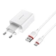 Мережевий зарядний пристрій BOROFONE BA21A Long journey single port QC3.0 charger set(Type-C) 18W White (6931474702487) - изображение 1