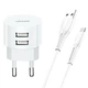 Зарядное устройство СЗУ с кабелем USB to Micro USB Usams T20 (2USB) White (XTXLOGT18MC05) - изображение 1