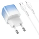 Сетевое зарядное устройство с быстрой зарядкой PD20W + кабель Type-C to Lightning HOCO C101A Синий - изображение 7