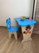 Столик дитячий зі стільчиком 45х45х65 см Art Planet для творчості малювання ігор та навчання кришка хмарка блакитний стіл для дітей дерев'яний гральний - зображення 3