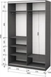 Шкаф-купе двухдверный Roko 160х242х60 см ДСП Серый (20200027592) - изображение 2