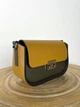 Современная женская сумка седло из натуральной кожи Lamponi Saddle One S khaki/yellow - изображение 3