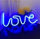 Настенный неоновый светильник ночник Side Love синий - изображение 3