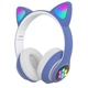 Детские беспроводные Bluetooth наушники Cat Ear (ушки светятся) Синие - изображение 1