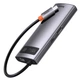 USB-Хаб Baseus Metal Gleam Series 6-in-1 (3xUSB3.0 + 4KHD + RJ45 + Type-C) серый - изображение 2