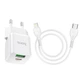 Адаптер сетевой HOCO Type-C to Lightning Cable Prestige charger set N20 |1USB/1Type-C, 20W, 3A, QC/PD| белый - изображение 5