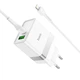 Мережевий зарядний пристрій Hoco N21 Extension speed PD30W+QC3.0 charger set (Type-C to Lighting cable) White - зображення 4