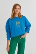 Свитшот оверсайз с начесом Pull & Bear 8591/359 L Синий - изображение 1