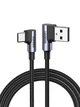 Кабель UGREEN US176 USB 2.0 90˚ to USB-C 90˚ QC3.0 3A 480Mbps 1m Black (20856) - зображення 1
