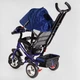 Детский трехколесный велосипед-коляска с родительской ручкой Best Trike 6588 / 73-202 колеса из спененой резины, с музыкой и светом, Синий - изображение 6