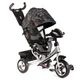 Детский трехколесный велосипед-коляска с родительской ручкой Best Trike 6588 / 78-755 колеса из спененой резины, с музыкой и светом, Черный с узором - изображение 1