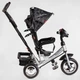 Детский трехколесный велосипед-коляска с родительской ручкой Best Trike 6588 / 78-755 колеса из спененой резины, с музыкой и светом, Черный с узором - изображение 3