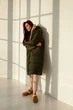 Длинный пуховик oversize Хаки S 7703065 - изображение 3