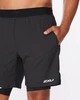 Мужские компрессионные 2в1 шорты 2XU, Aero 2-in-1 7" Shorts, S, черный/серебристый логотип - изображение 5