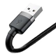 Кабель Baseus CALKLF-BG1 Cafule Lightning USB Apple 2.4A 1m Black-Grey - зображення 3