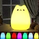 Дитячий силіконовий нічник Little Cat Silicone Light світильник у вигляді милого котика 7 кольорів - зображення 1
