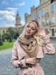 Тёплый коричневый в клетку женский большой шарф "Эдинбург" с бежевой пуговицей - изображение 2