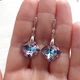 Сережки Hand Made з кристалами хамелеонами Swarovski бузково-бірюзових відтінків - зображення 2