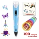 3D-ручка для малювання 3D Pen 2 і 100 метрів різнобарвного пластику з Трафаретами, Блакитна - зображення 1