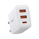 Зарядний пристрійс Адаптер Baseus 30W Compact Quick Charger Швидка зарядка QC3.0+PD3.0 2USB+Type-C Зарядка для телефона Басеус 30W EU 3A White - зображення 1