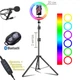 Набор блогера 4в1 Кольцевая лампа диаметром Ring LIght RGB 20см со штативом 2м + микрофон петличный + пульт Bluetooth - изображение 1