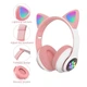 Беспроводные наушники с кошачьими ушками Cat Ear Headset с микрофоном, AUX, Bluetooth, LED подсветка Розовые VZV-23M - изображение 6