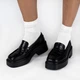 Лоферы женские на массивной подошве черные кожаные туфли женские Woman's heel на широком каблуке 37 (О-912) - изображение 11