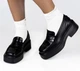 Лоферы женские на массивной подошве черные кожаные туфли женские Woman's heel на широком каблуке 39 (О-912) - изображение 10