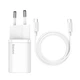 МЗП Baseus Super Si Quick Charger 1C 25W EU Sets White (With Mini White Cable Type-C to Type-C 3A 1m White) - изображение 1