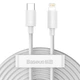 Кабель для Iphone на 1,5м. USB to Lightning Simple Wisdom Data Series 2,4A 20W White, Baseus для зарядки та передачі даних (TZCATLZJ-02) - зображення 1