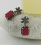 Серебряные серьги со вставкою под коралл и капельным серебром (099764/55) - изображение 2