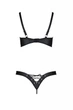 Комплект з екошкіри Passion Celine Bikini 4XL/5XL black, відкритий бра, стрінги зі шнурівкою - изображение 4
