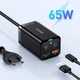 Мережевий зарядний пристрій 4 виходи на 65 Вт BASEUS GaN3 Pro (2 Type-C, 2 USB, QC4.0, PD3.0). Black - зображення 1