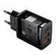 Сетевое зарядное устройство на 30 Вт BASEUS Compact Quick Charger (2USB/1Type-C, QC/PD, 30W, 3A). Black - изображение 4