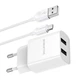Адаптер сетевой BOROFONE Micro USB Cable Powerway dual port charger set BA53A |2USB, 2.1A| белый - изображение 1