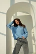 Жіночий трикотажний светр блакитний oversize XS-L 770304188 - зображення 2