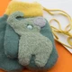 Варежки для малышей зимние с мехом на 1 - 2 года на веревочке со слониками (арт. 22-7-30) зеленый - изображение 2