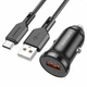 Автомобільний зарядний пристрій BOROFONE BZ18 single port QC3.0 car charger set(Type-C) 18W Black - изображение 1