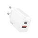 Сетевое зарядное устройство на 20 Вт USAMS Fast Charger T35 (1USB/1Type-C, 20W, PD3.0/QC). White - изображение 1