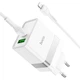Сетевое зарядное устройство Hoco N21 + кабель Lightning Extension Speed Lightning (1 метр, USB + Type-C, 3A, 30W, адаптер, с быстрой зарядкой) - Белый - изображение 5