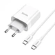 Зарядне пристрій 20W швидка зарядка Hoco C80A PD 20W + QC 3.0 + cable Type C to Type C White - зображення 1