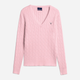 Пуловер жіночий GANT Stretch Cotton Cable V-Neck 480022 L Рожевий (7325700139311) - зображення 3