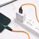 Кабель для зарядки Hoco - X21 Plus Silicone USB на Type-C (1 метр, 2.4А, оплетка TPE, тайп си) - Черный Оранжевый - изображение 1