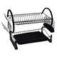 Сушилка для посуды двухъярусная Kamille KM-0762C - 55*24,5*37см, черная - изображение 2