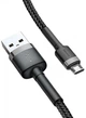 Кабель Baseus Cafule Cable USB for Micro 2.4A 1м Черный (CAMKLF-BG1) - изображение 2