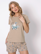 Піжама (футболка + шорти) Aruelle Betina pajama short S Бежева (5903815469602) - зображення 1