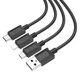 Кабель Hoco X74 3 в 1 USB – Lightning + micro-USB + Type-C 2 А 1 м чорний - зображення 4